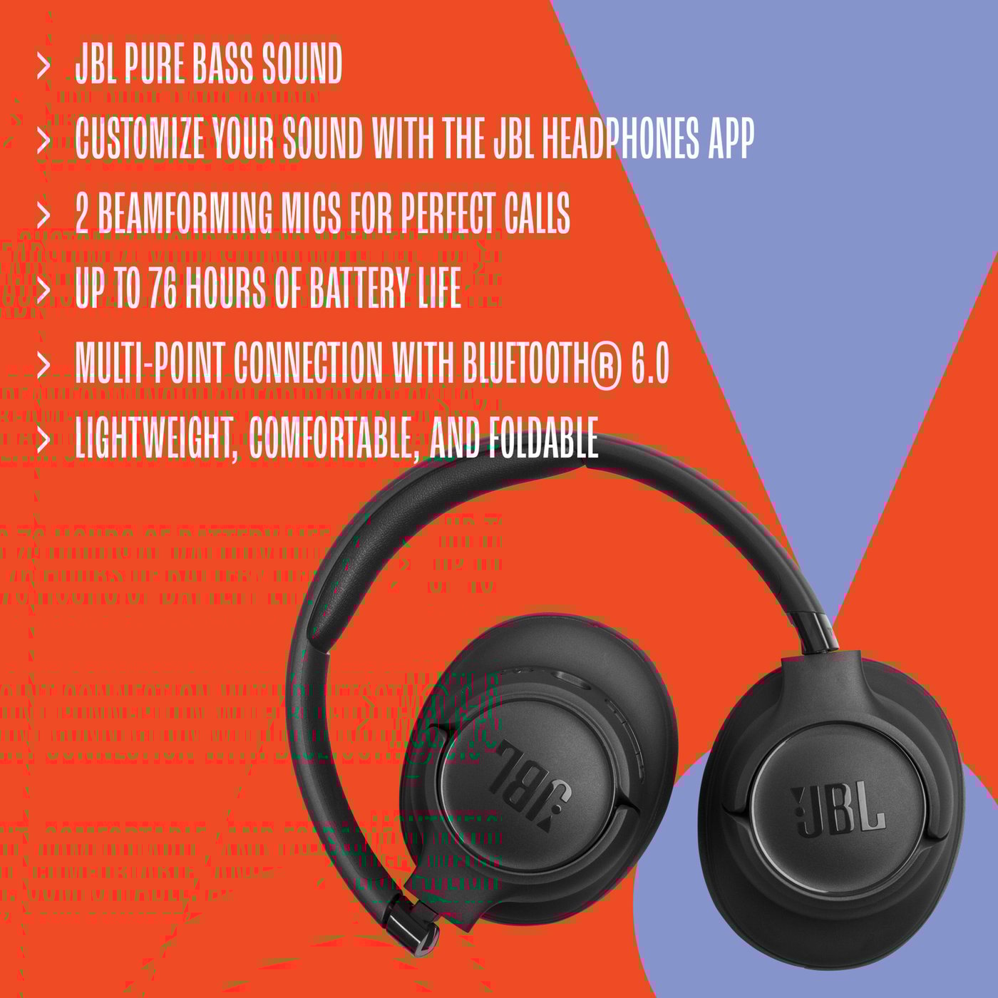 JBL Tune 730BT trådløse hodetelefoner Svart