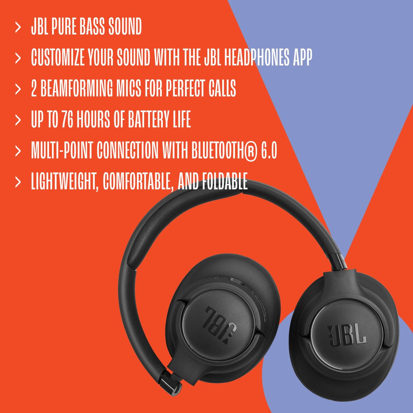 JBL Tune 730BT trådløse hodetelefoner Hvit