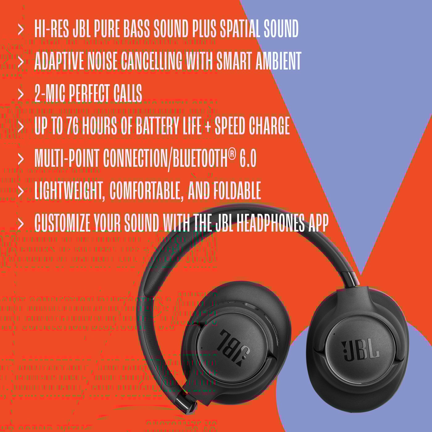 JBL Tune 780NC trådløse over-ear-hodetelefoner Hvit