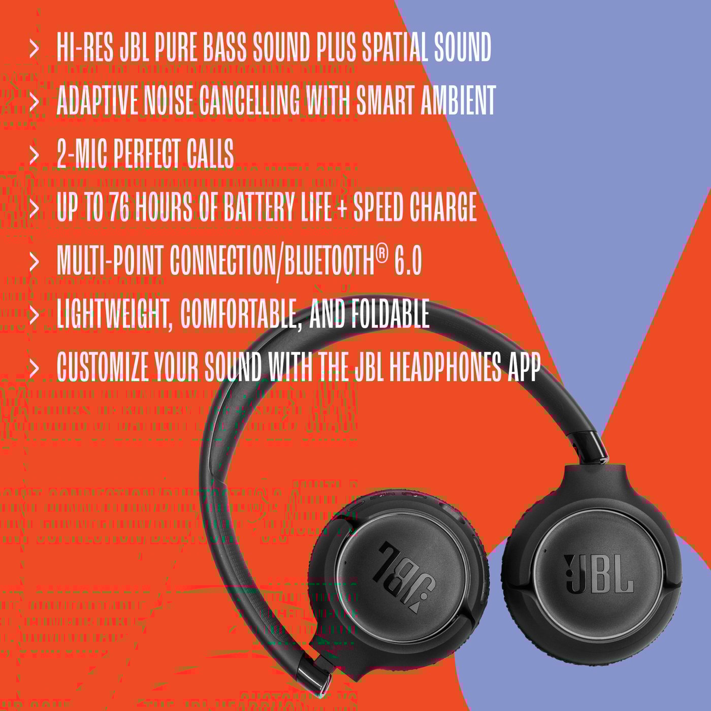 JBL Tune 680NC trådløse on-ear-hodetelefoner Svart