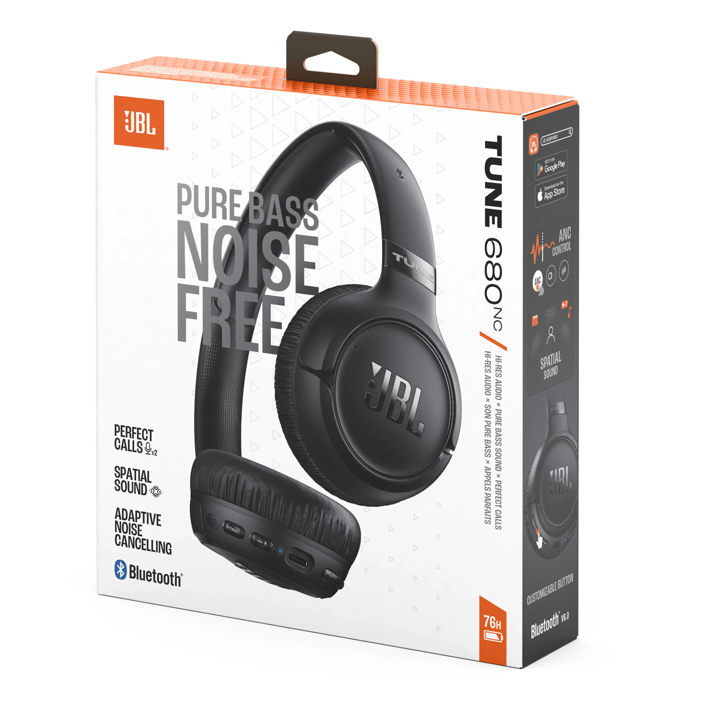 JBL Tune 680NC Trådlösa on-ear-hörlurar med aktiv brusreducering Svart