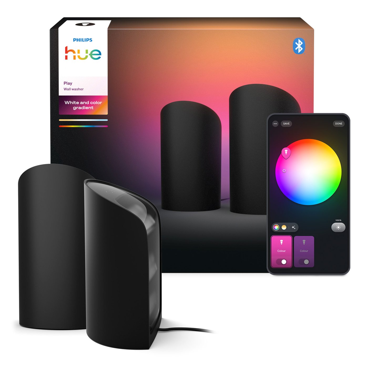 Philips Hue Hue Play Vegglys 2-pk. Svart