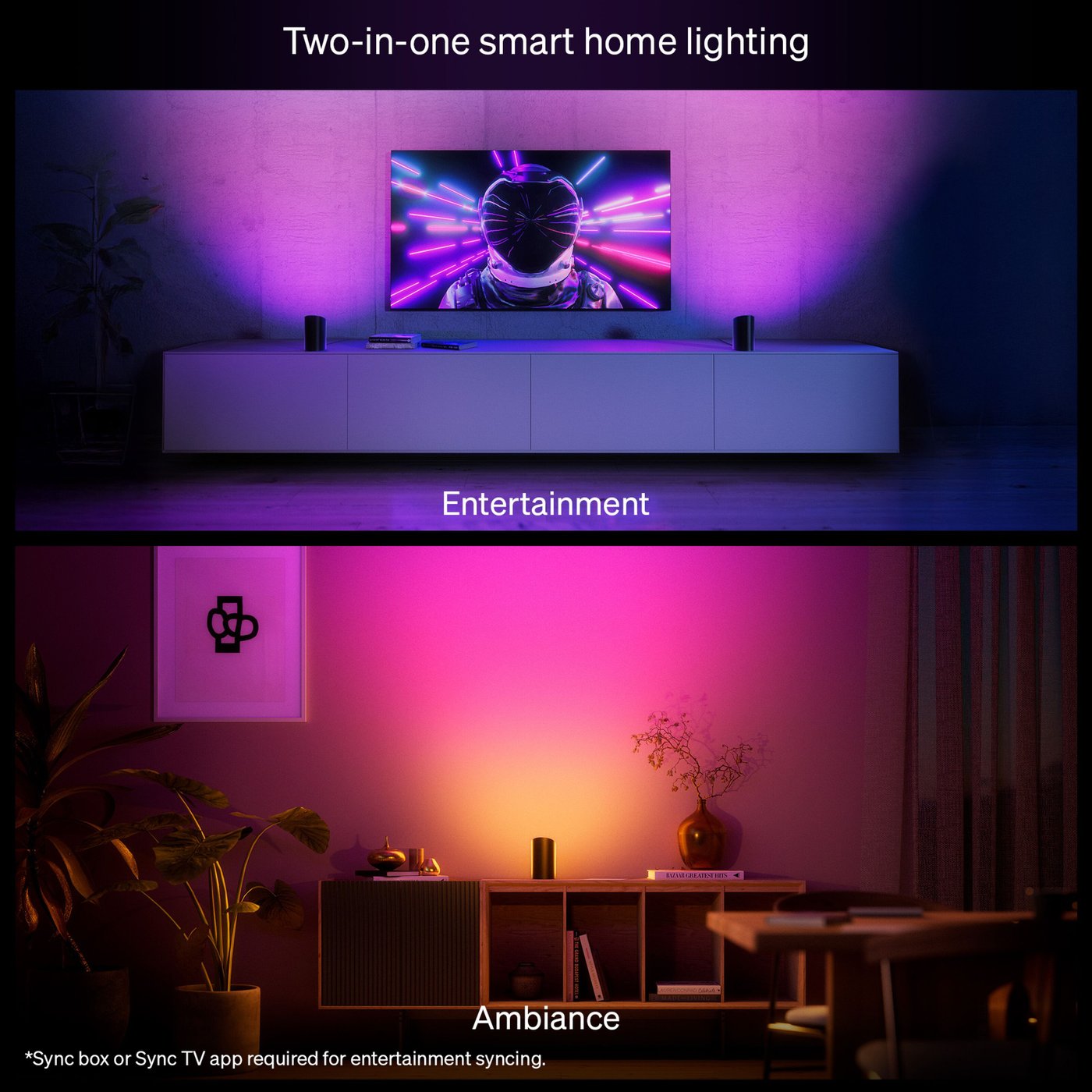 Philips Hue Hue Play Vegglys 2-pk. Svart