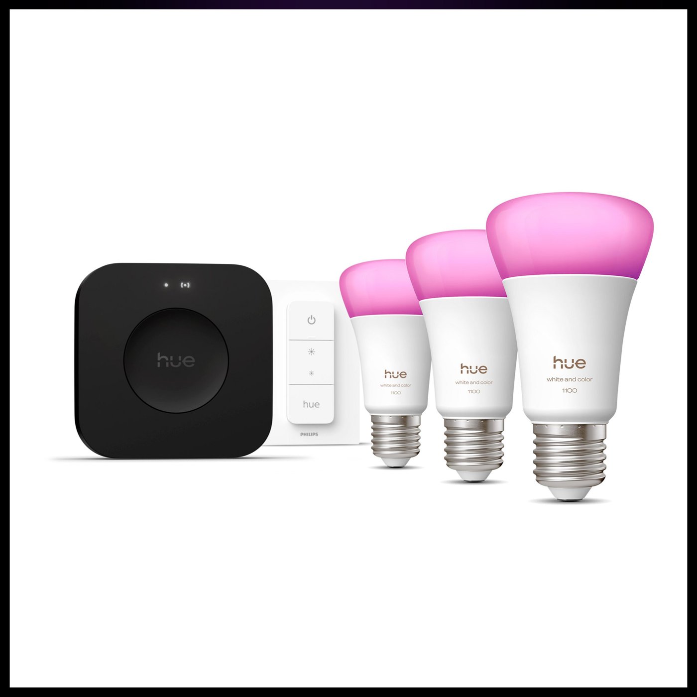 Philips Hue Startpakke Pro: 3x White & Color E27 + Dimmer + Bridge Pro