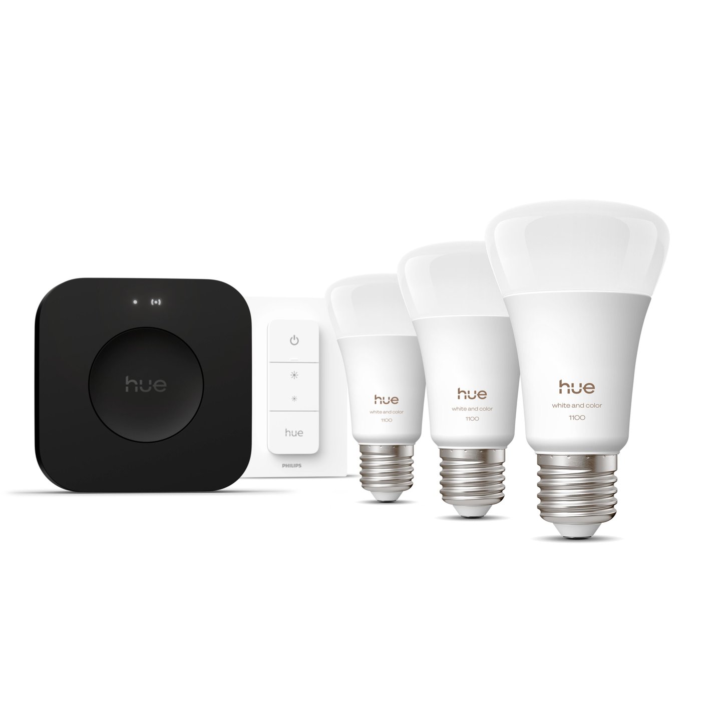 Philips Hue Startpakke Pro: 3x White & Color E27 + Dimmer + Bridge Pro