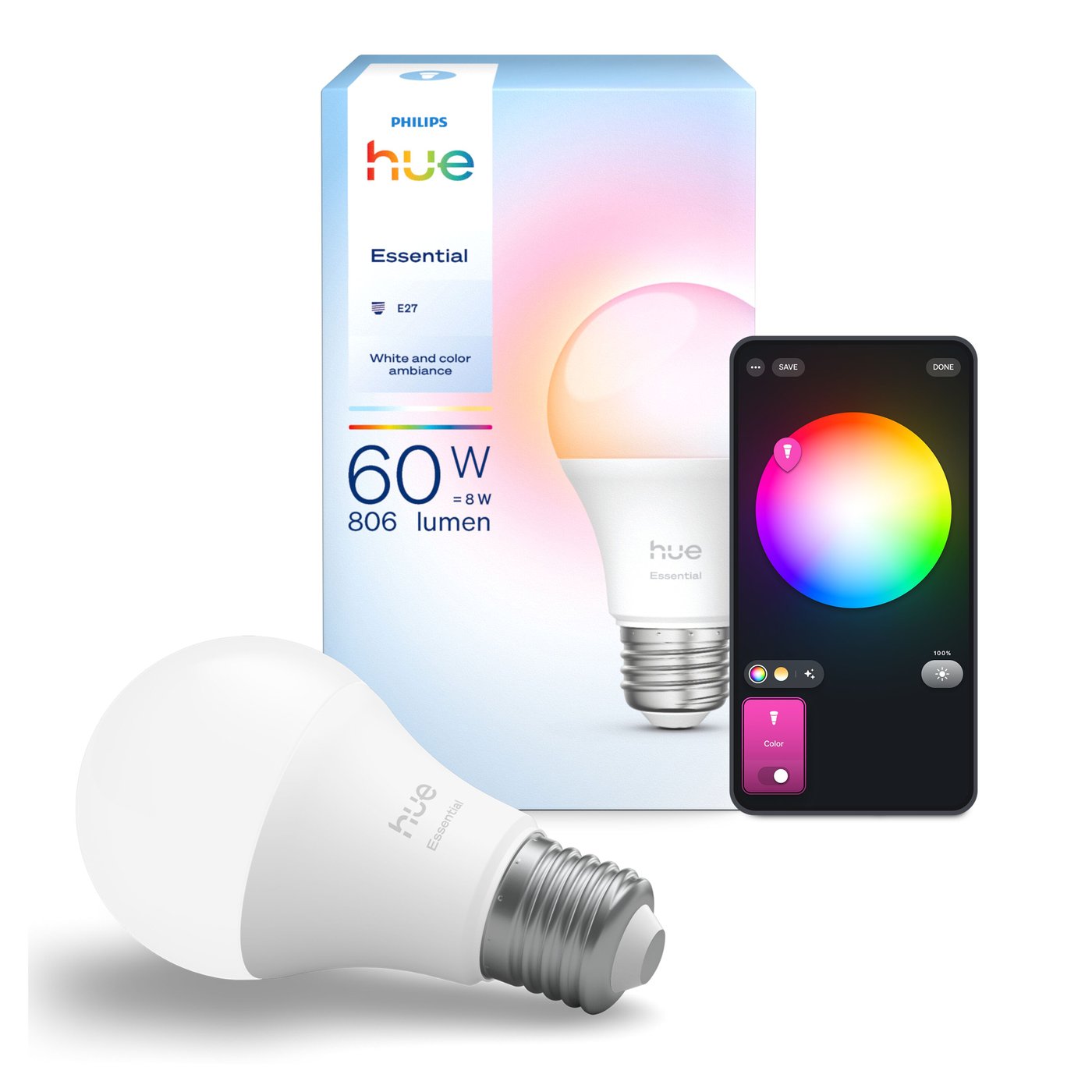 Philips Hue Essential Smart LED-lampa E27 806 lm 1-pack