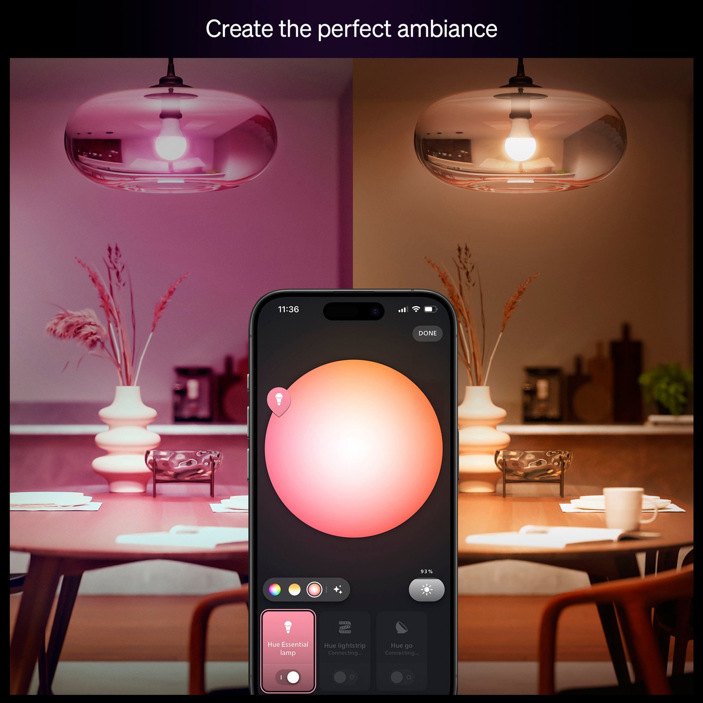 Philips Hue Startpakke Essential: 3x White & Color E27 + Bridge
