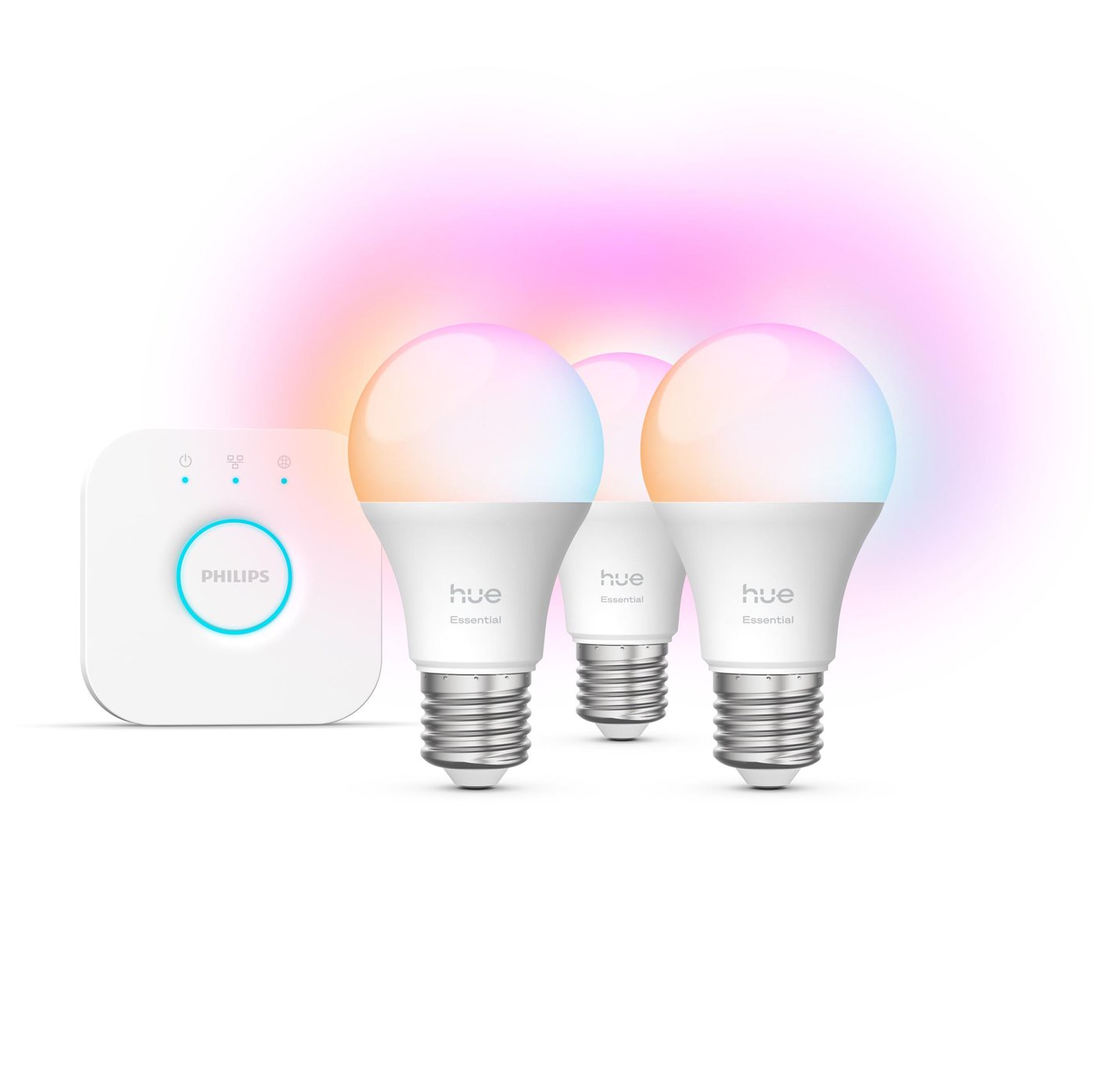 Philips Hue Startpakke Essential: 3x White & Color E27 + Bridge