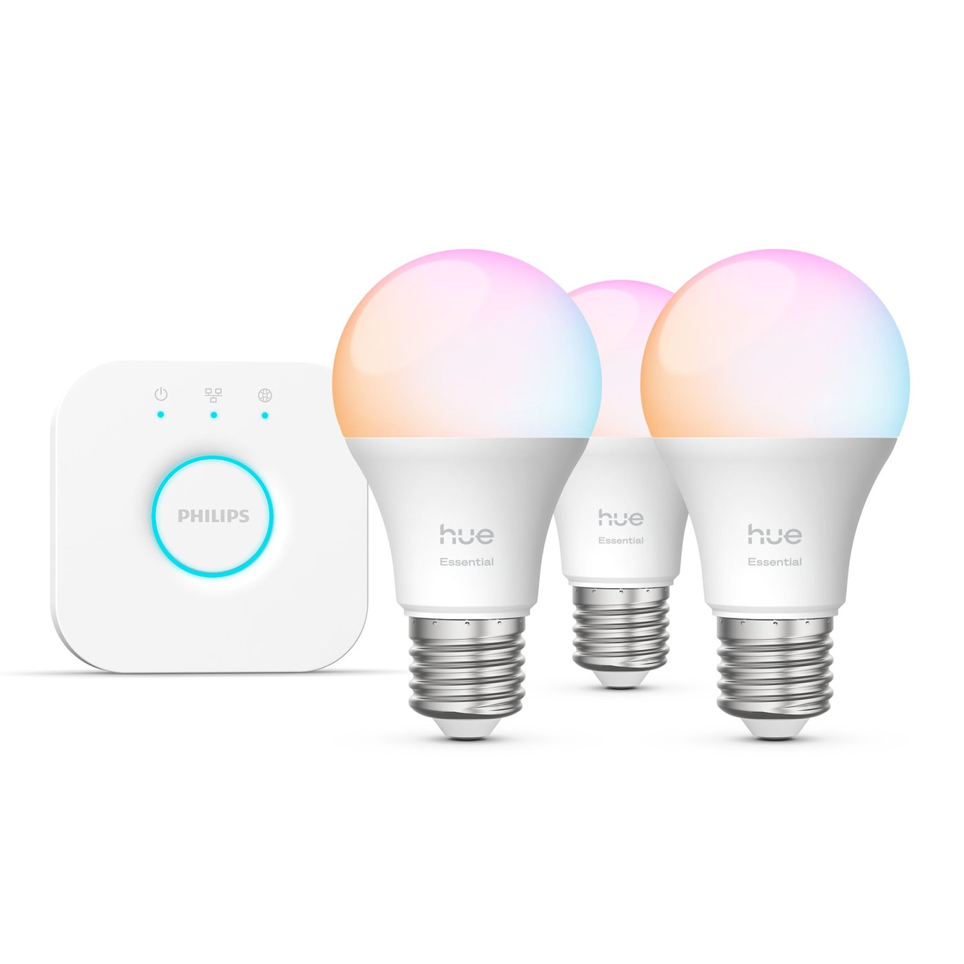 Philips Hue Startpakke Essential: 3x White & Color E27 + Bridge