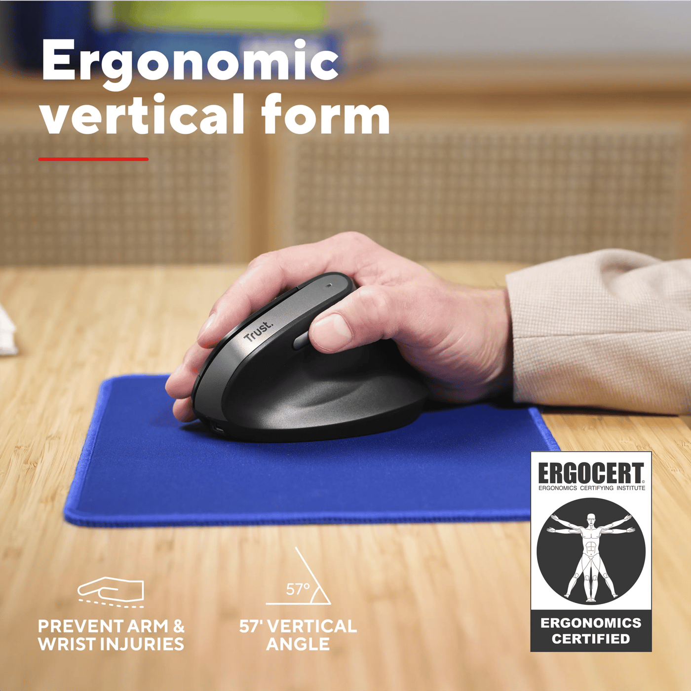 Trust Bayo II ergonomisk trådløs mus