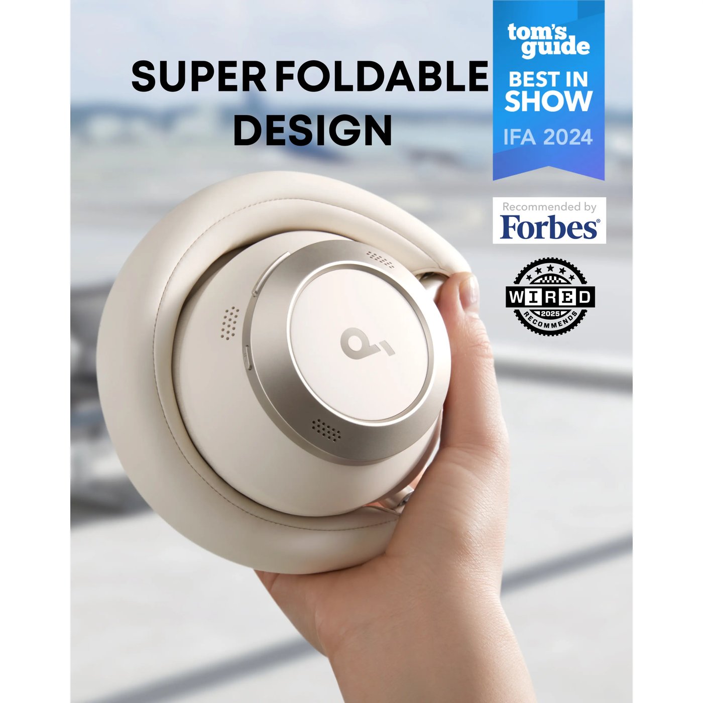 Soundcore Space One Pro Trådløse ANC-hodetelefoner Cream-White