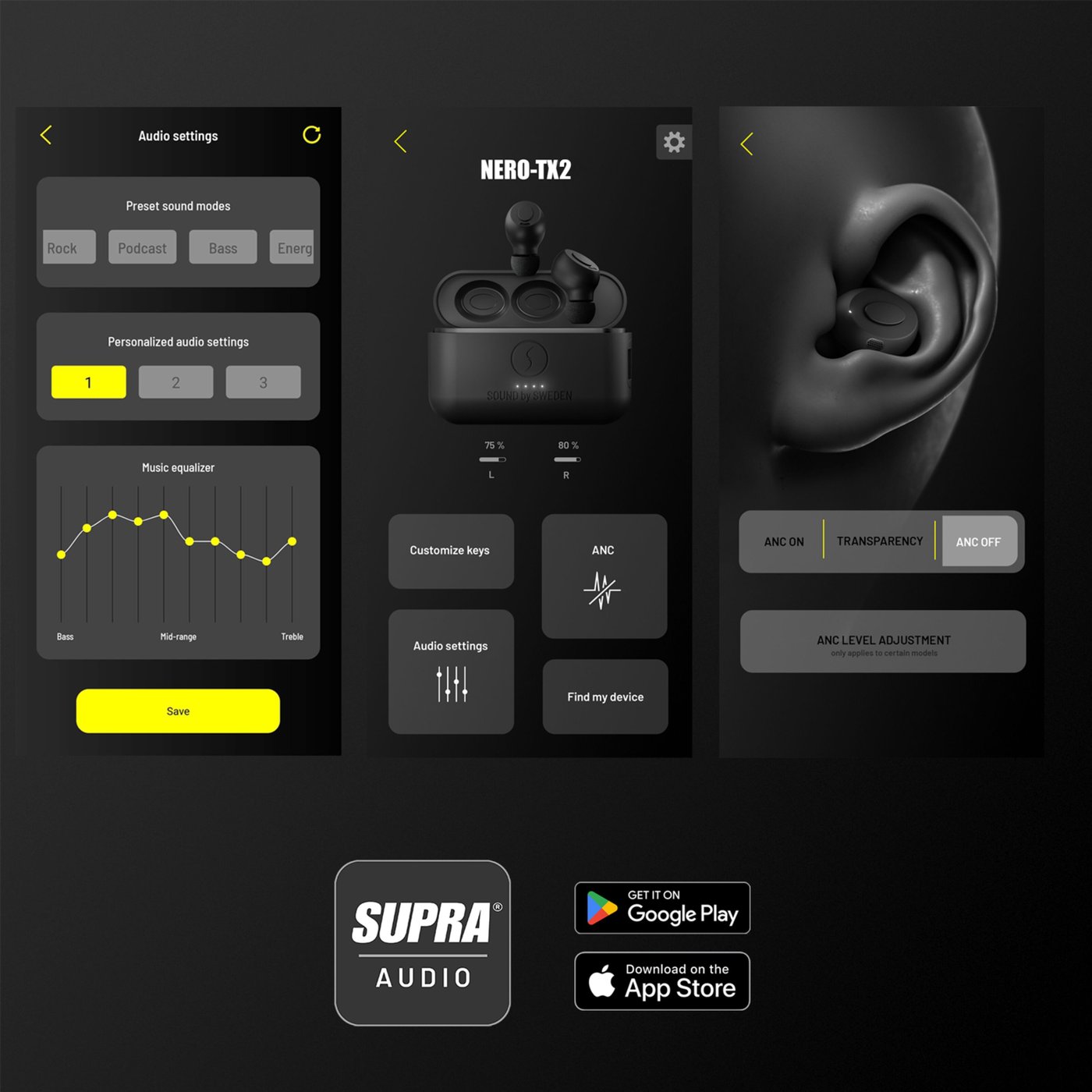 Supra NERO-TX2 True Wireless-hörlurar Vit