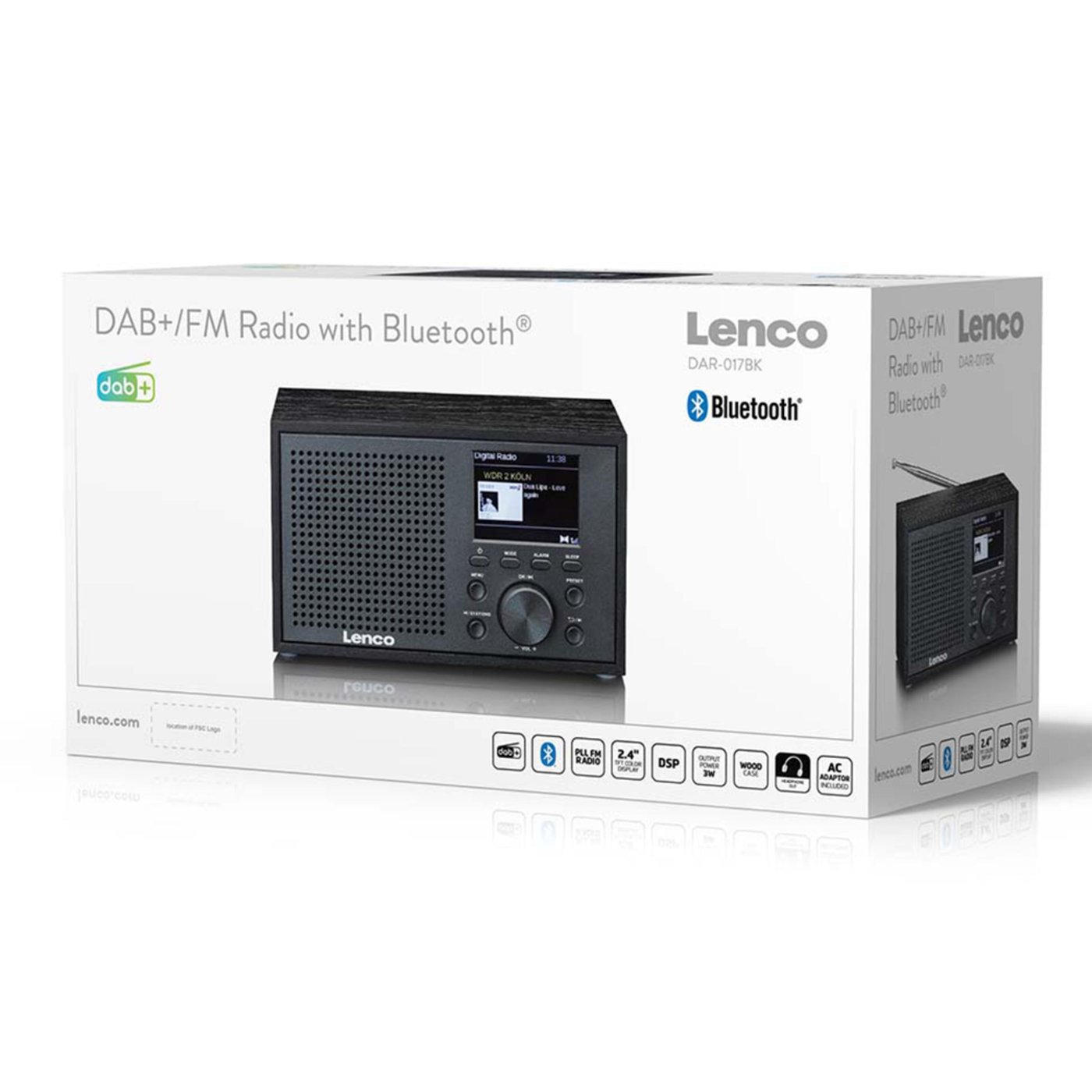 Lenco DAR-017BK DAB+ FM-radio med Bluetooth