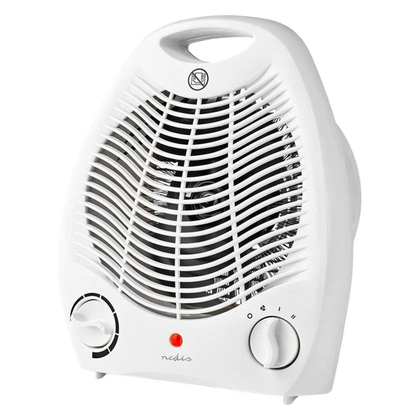 Nedis Värmefläkt 1000/2000 W med vältskydd Vit