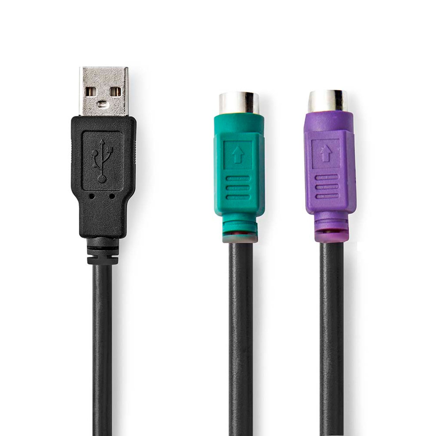 Adapterkabel USB-A-hann til 2x PS/2-hunner 0,3 m