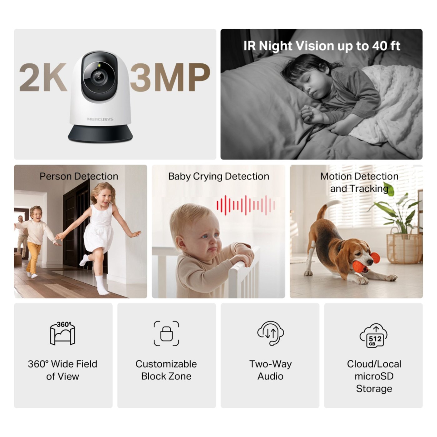 Mercusys MC210 – Pan/Tilt Home Security Wi-Fi Övervakningskamera