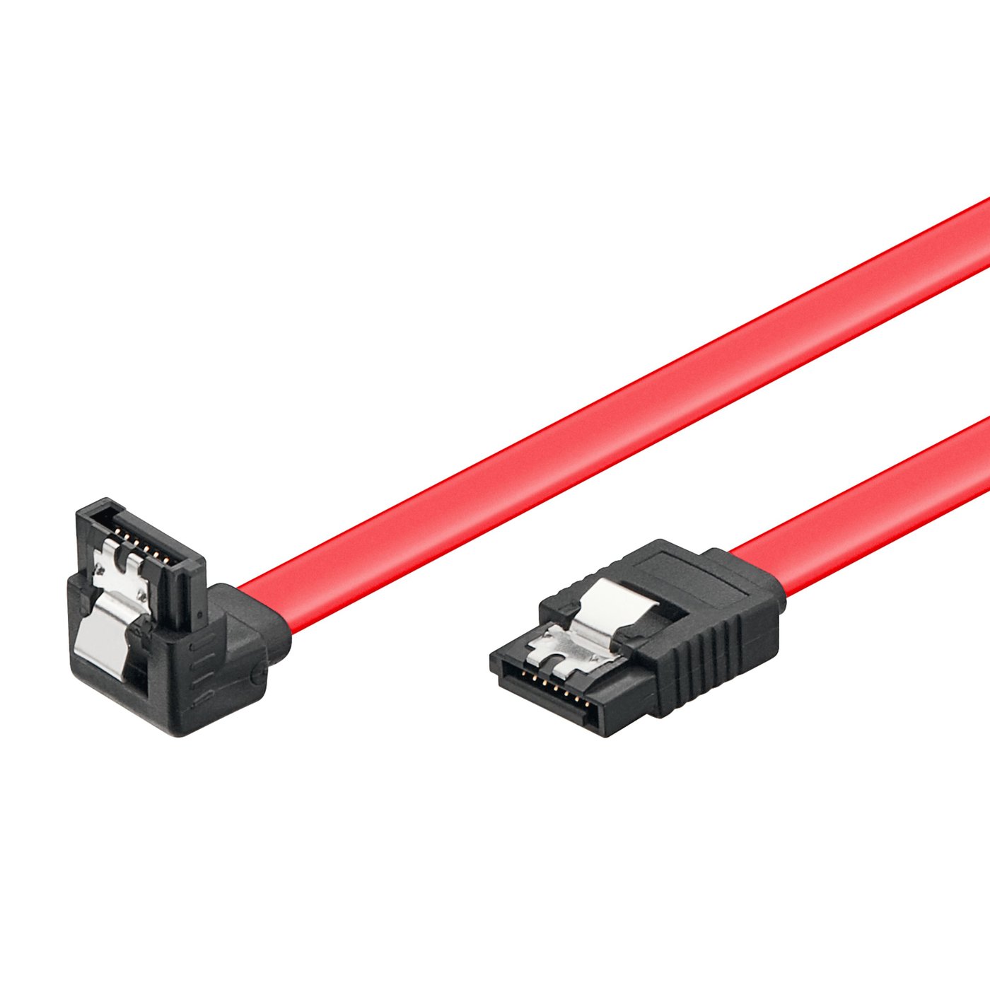 SATA 6 Gb/s-kabel med lås, vinklet/rett 0,5 m