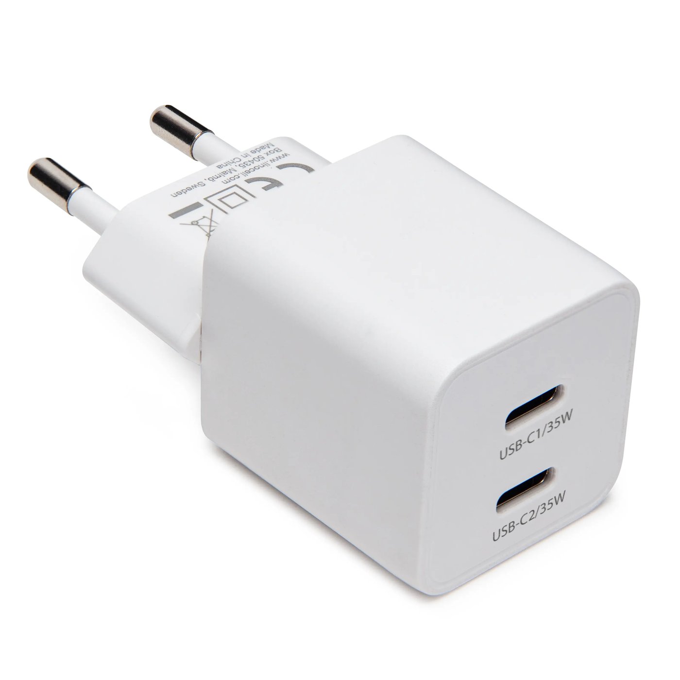 Linocell GaN hurtiglader 35 W PD med 2 USB-C-porter Hvit