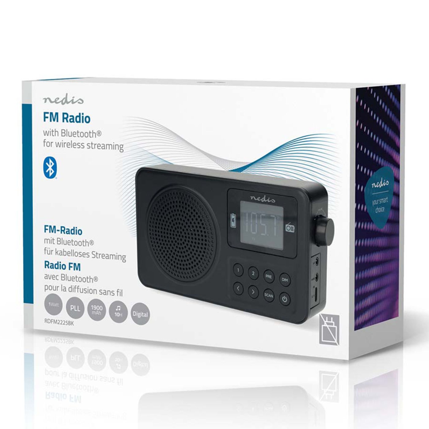 Nedis Portabel FM-radio med Bluetooth