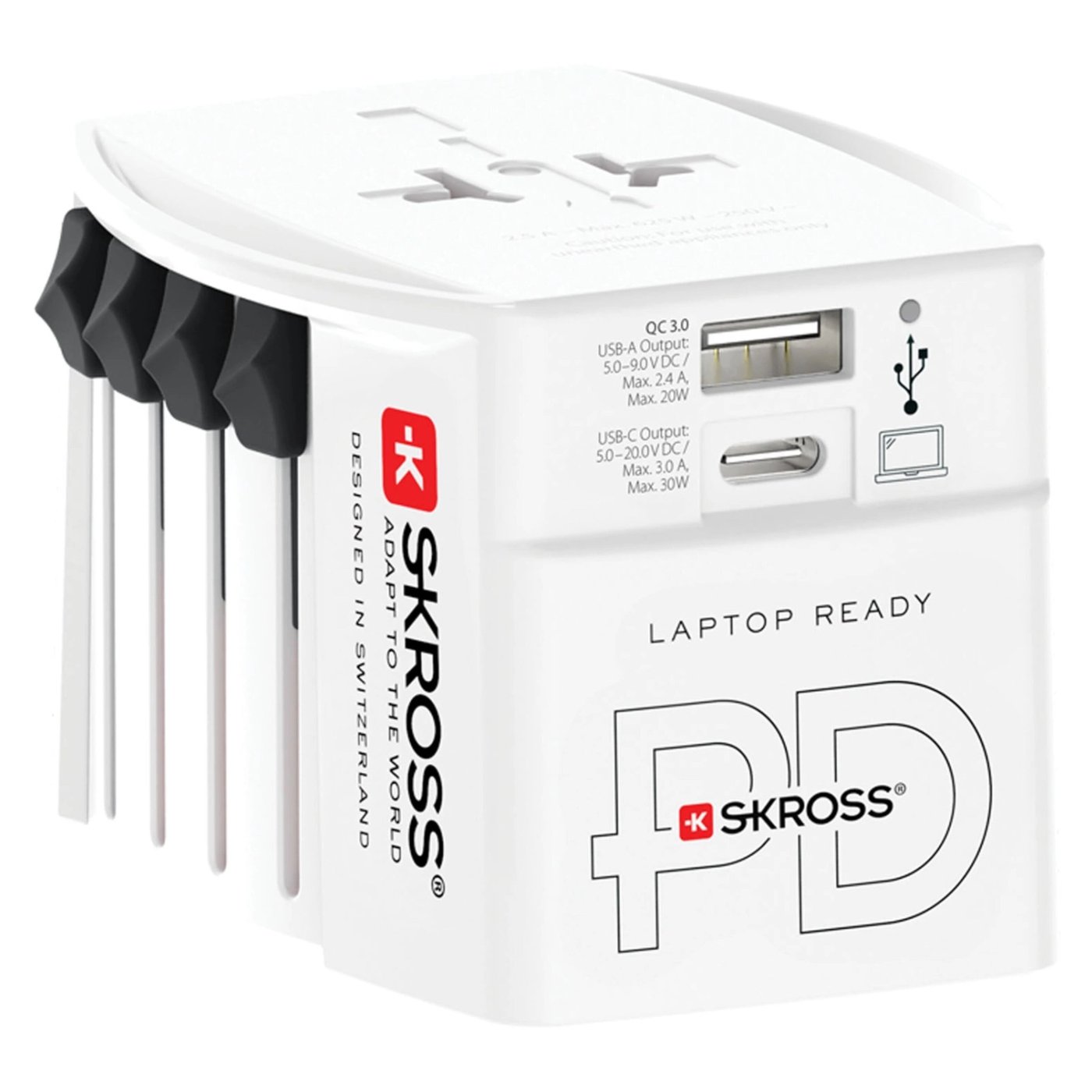 Skross AC30PD ujordet reiseadapter med USB PD 30 W