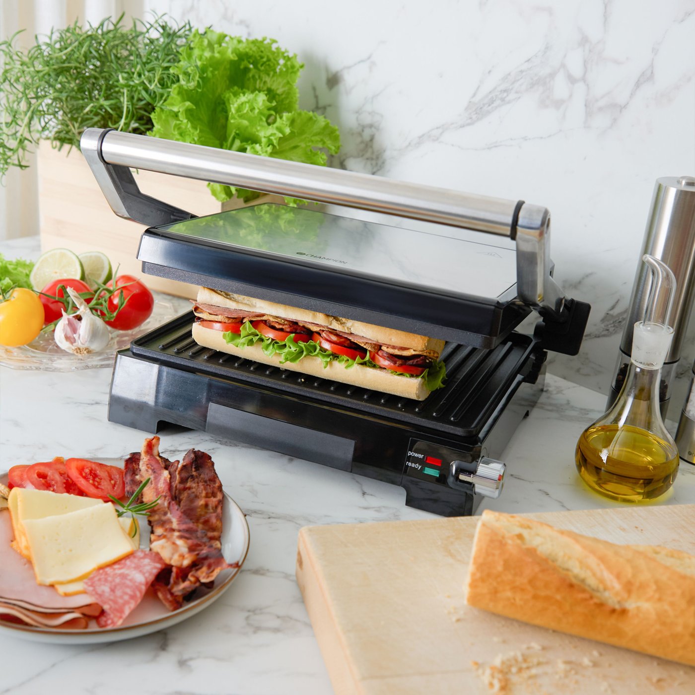 Champion Panini- og bordgrill Pro Health PG600 2-i-1