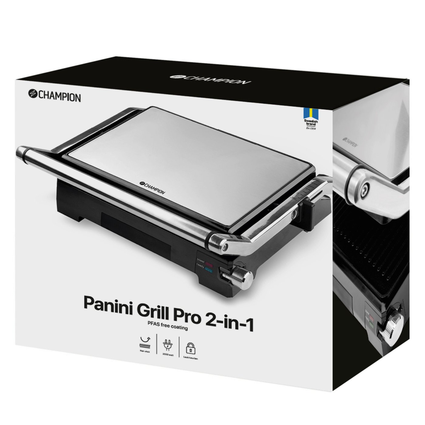 Champion Panini- og bordgrill Pro Health PG600 2-i-1