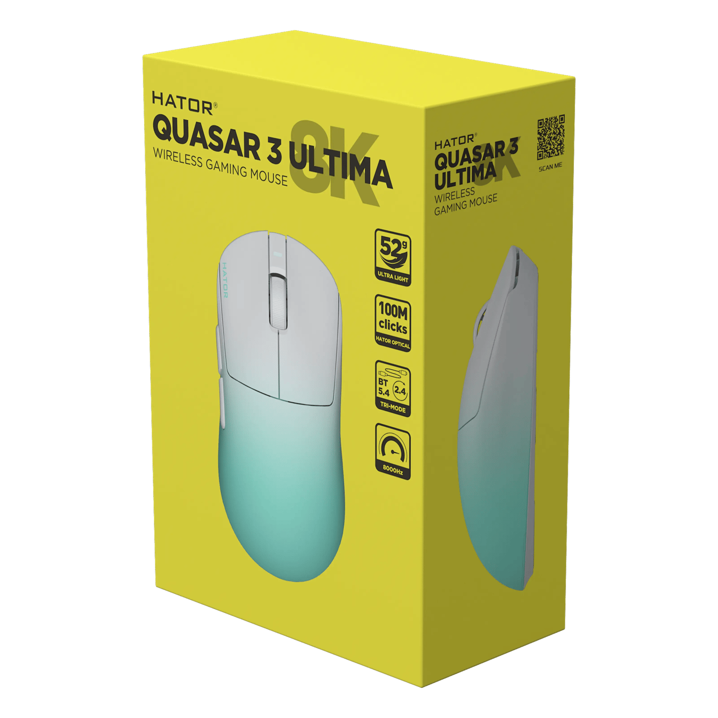 HATOR Quasar 3 Ultima 8K Wireless gamingmus Hvit/mint