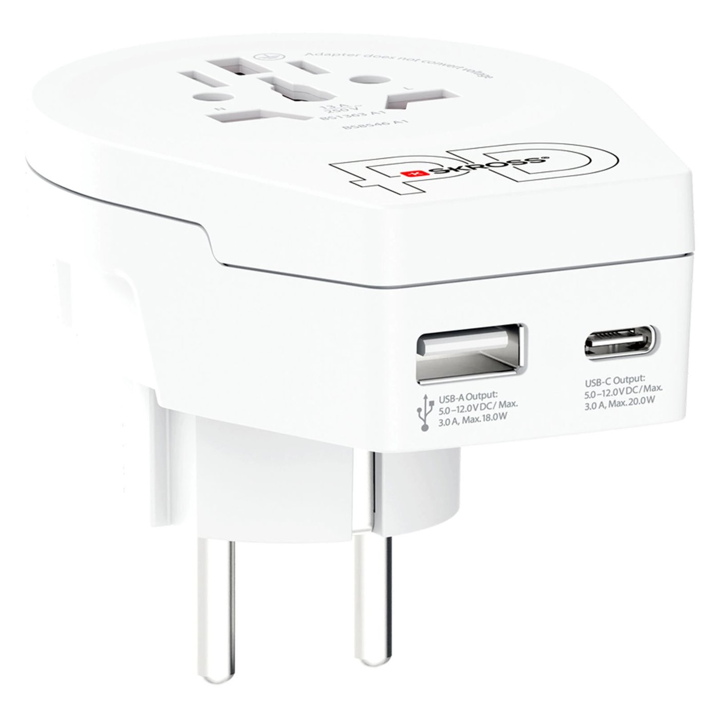 Skross Reseadapter Universal till Europa USB-C 20PD