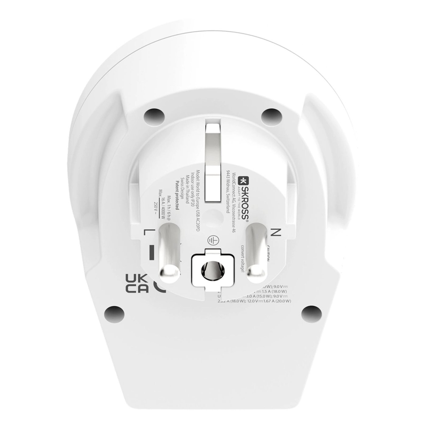 Skross Reseadapter Universal till Europa USB-C 20PD