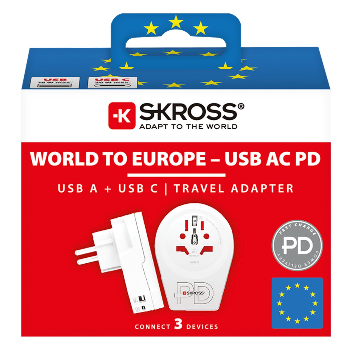Skross Reseadapter Universal till Europa USB-C 20PD