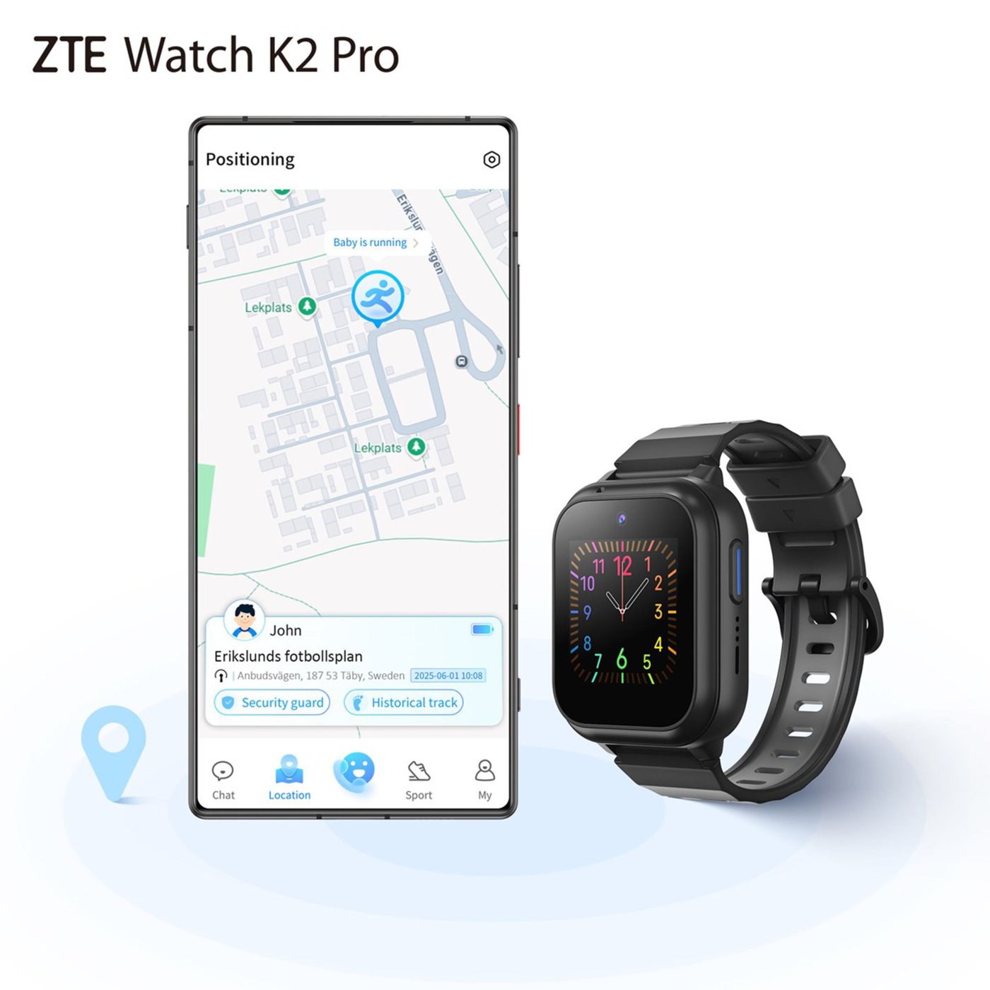 ZTE Watch K2 Pro – smartklocka för barn Svart