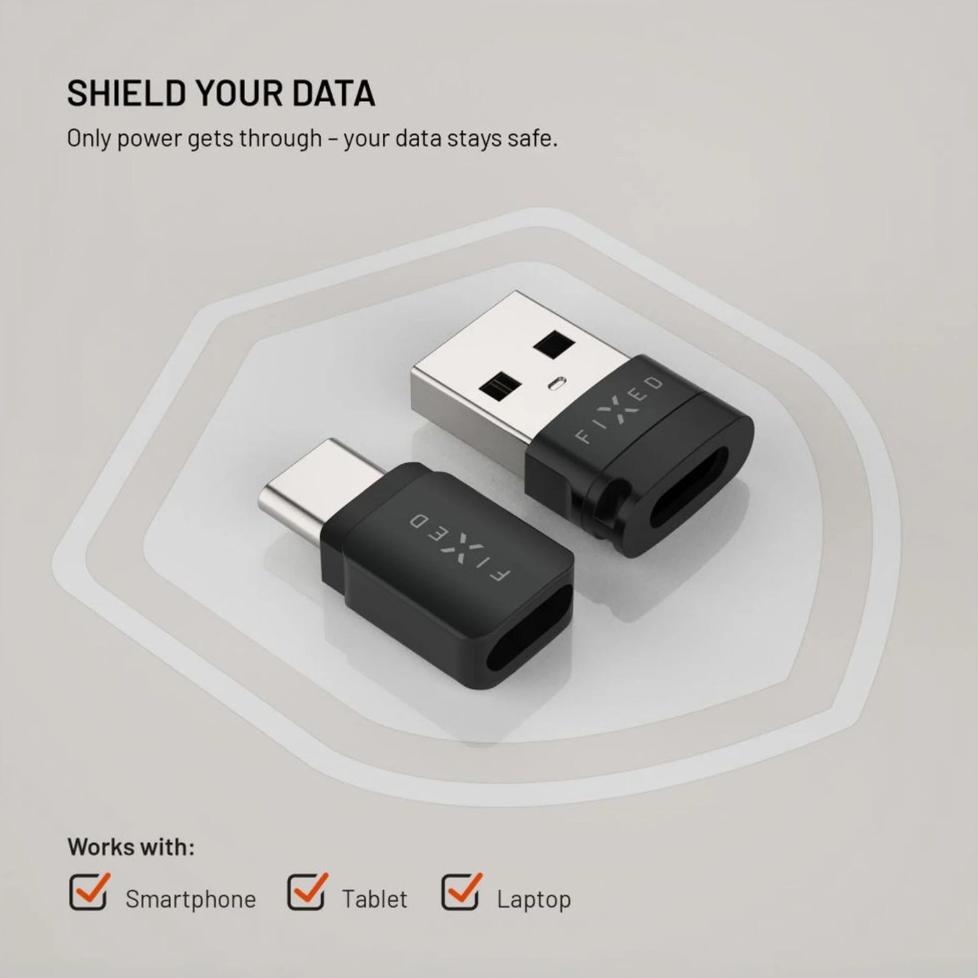 Fixed USB-datablokkerer 2-pakk (USB-A/USB-C)