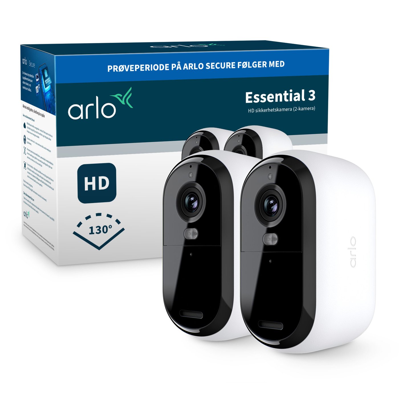 Arlo Arlo Essential 3 HD – Trådløst overvåkingskamera utendørs 2-pk.