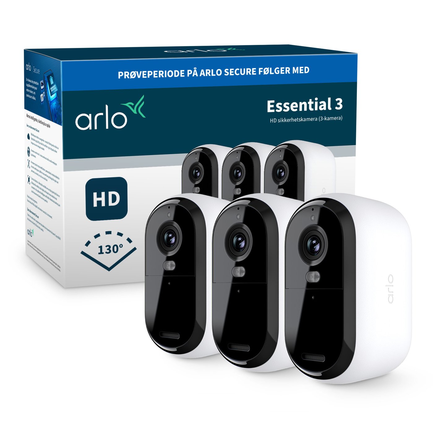 Arlo Arlo Essential 3 HD – Trådløst overvåkingskamera utendørs 3-pk.