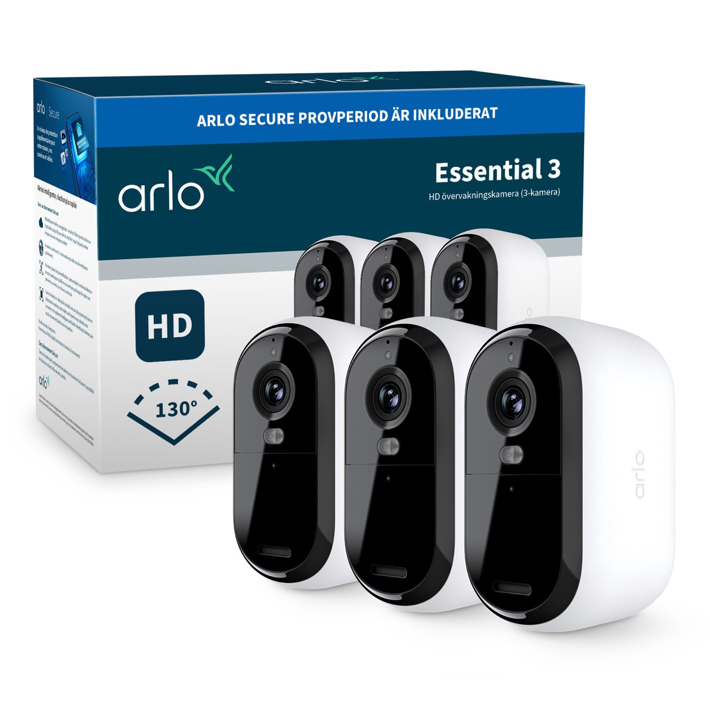 Arlo Essential 3 HD – Trådlös övervakningskamera utomhus 3-pack
