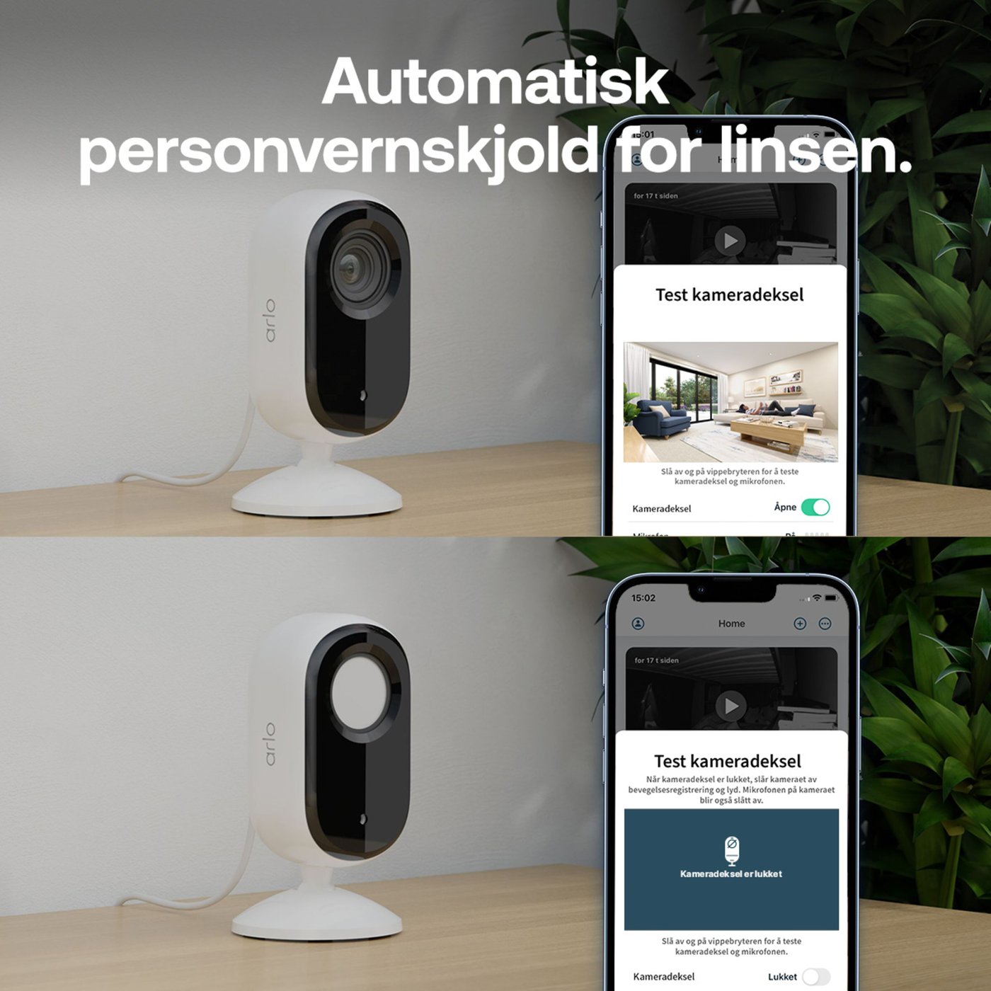 Arlo Essential 3 2K – Overvåkingskamera innendørs 2-pk.