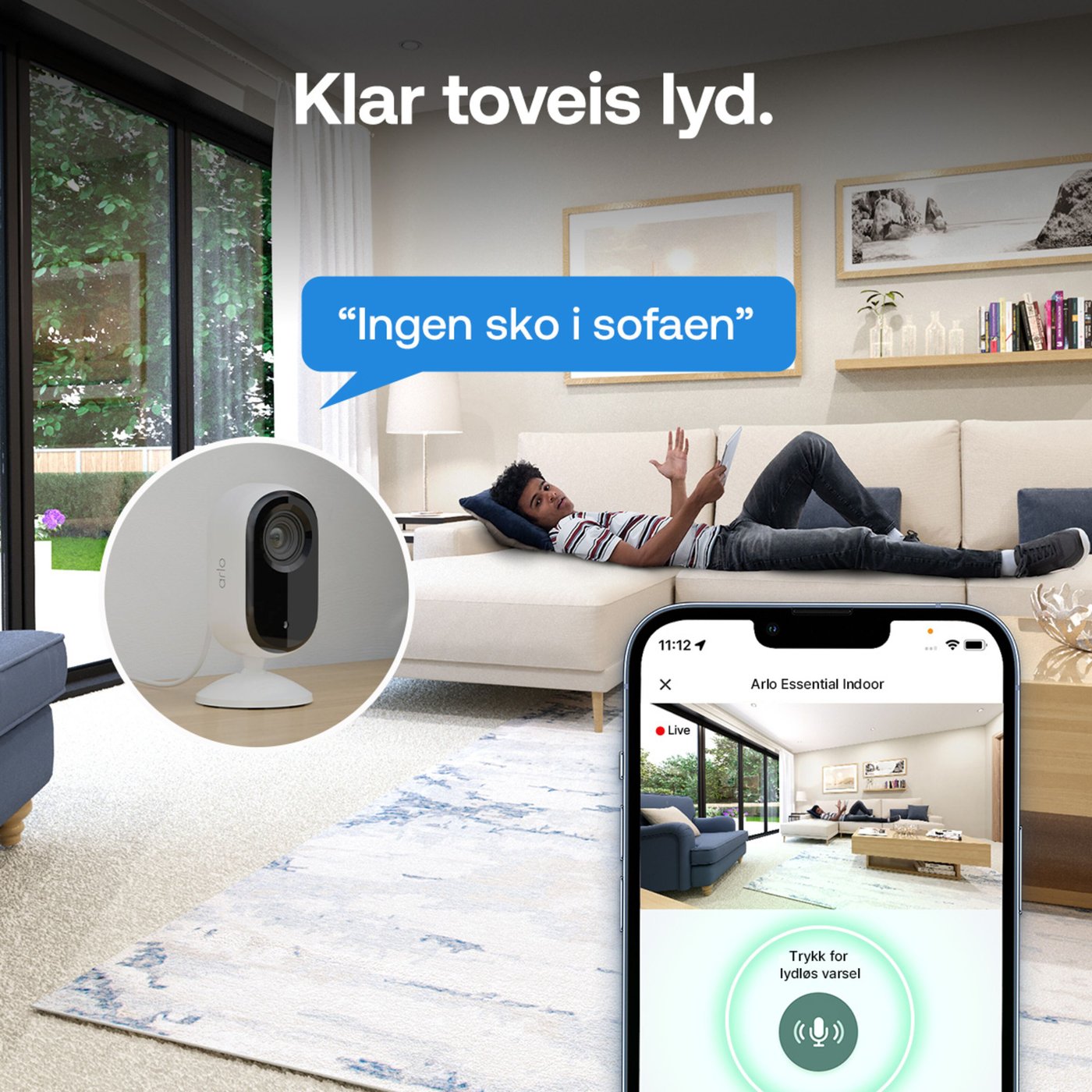 Arlo Essential 3 2K – Overvåkingskamera innendørs 2-pk.