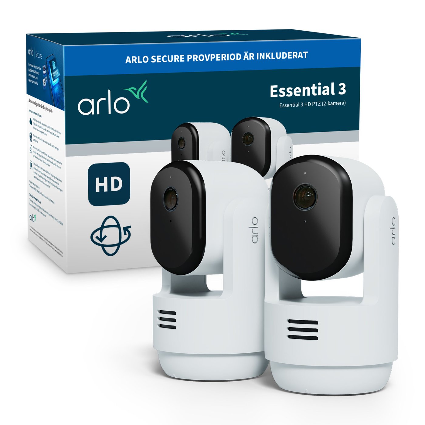 Arlo Essential 3 HD PTZ – Övervakningskamera inomhus 2-pack