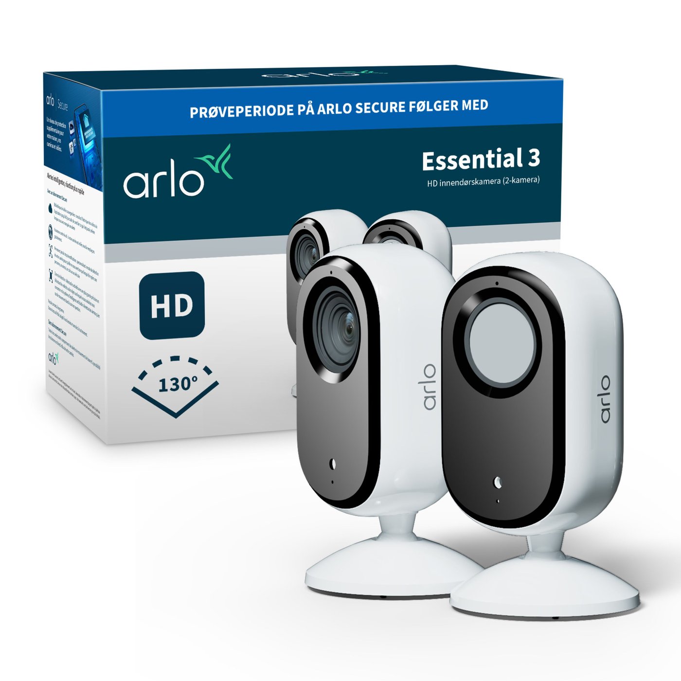 Arlo Essential 3 HD – Overvåkingskamera innendørs 2-pk.