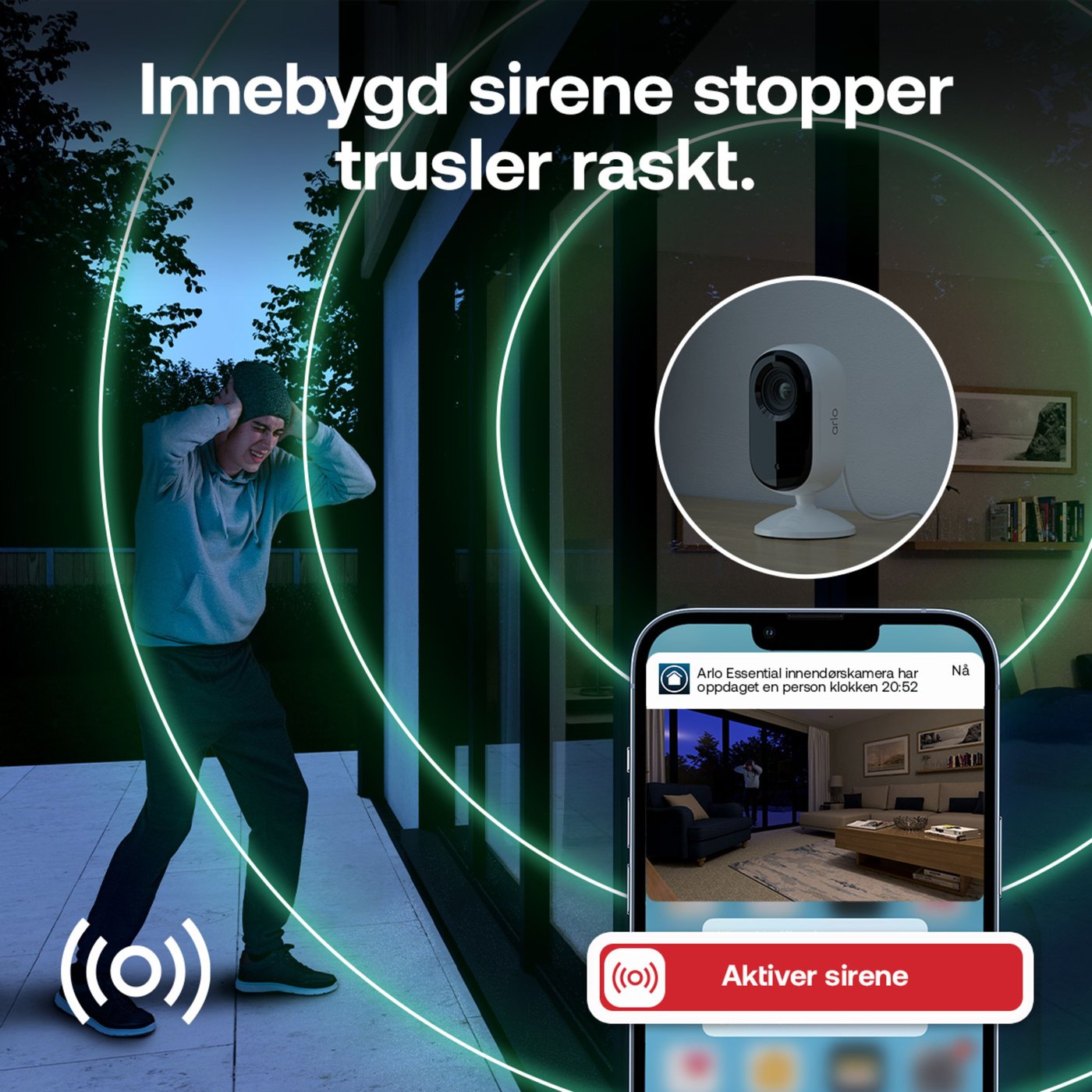 Arlo Essential 3 HD – Overvåkingskamera innendørs 2-pk.