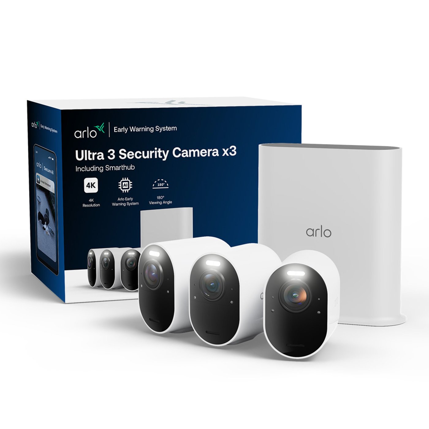 Arlo Ultra 3 4K – trådløst overvåkingskamera utendørs 3-pk.