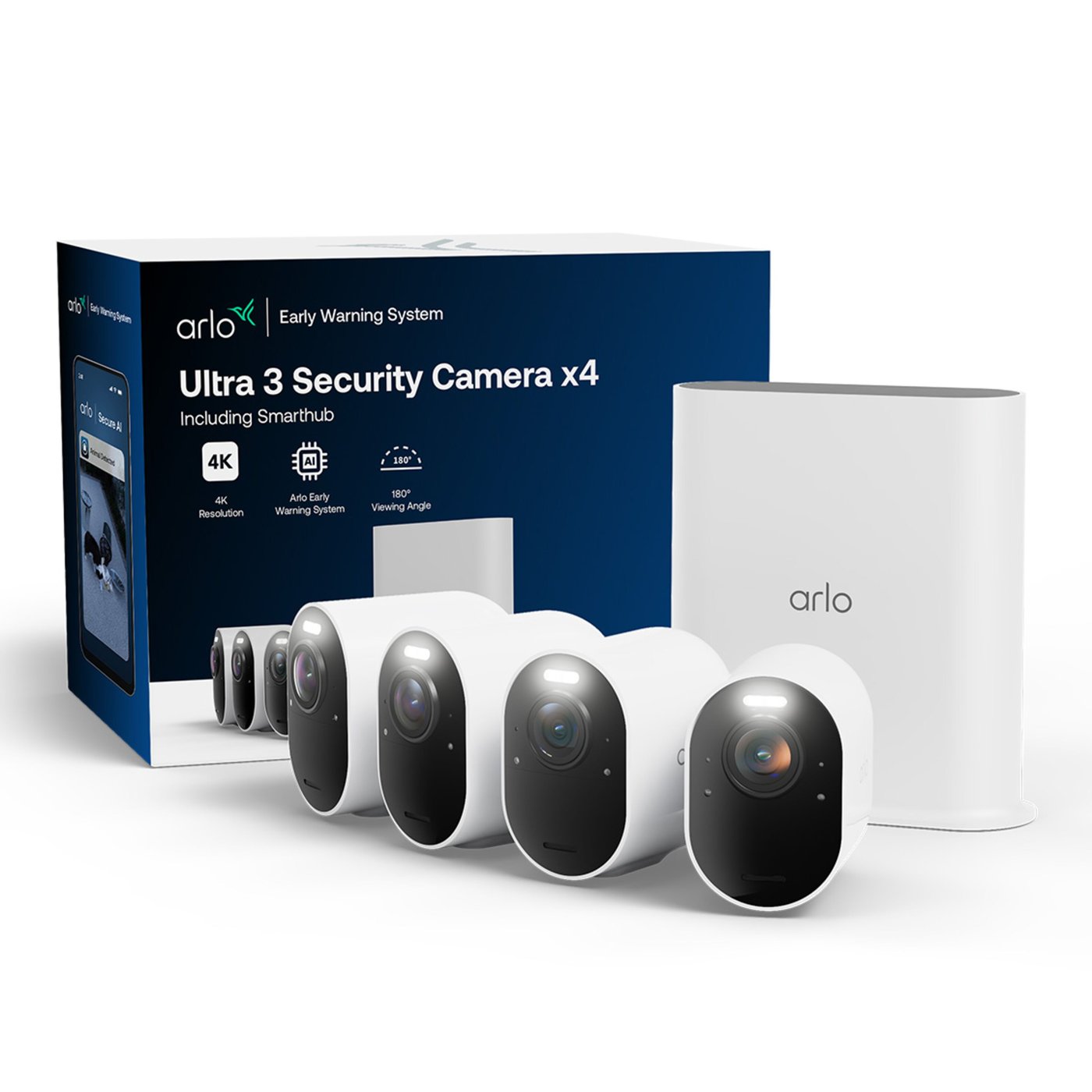 Arlo Ultra 3 4K – trådløst overvåkingskamera utendørs 4-pk.