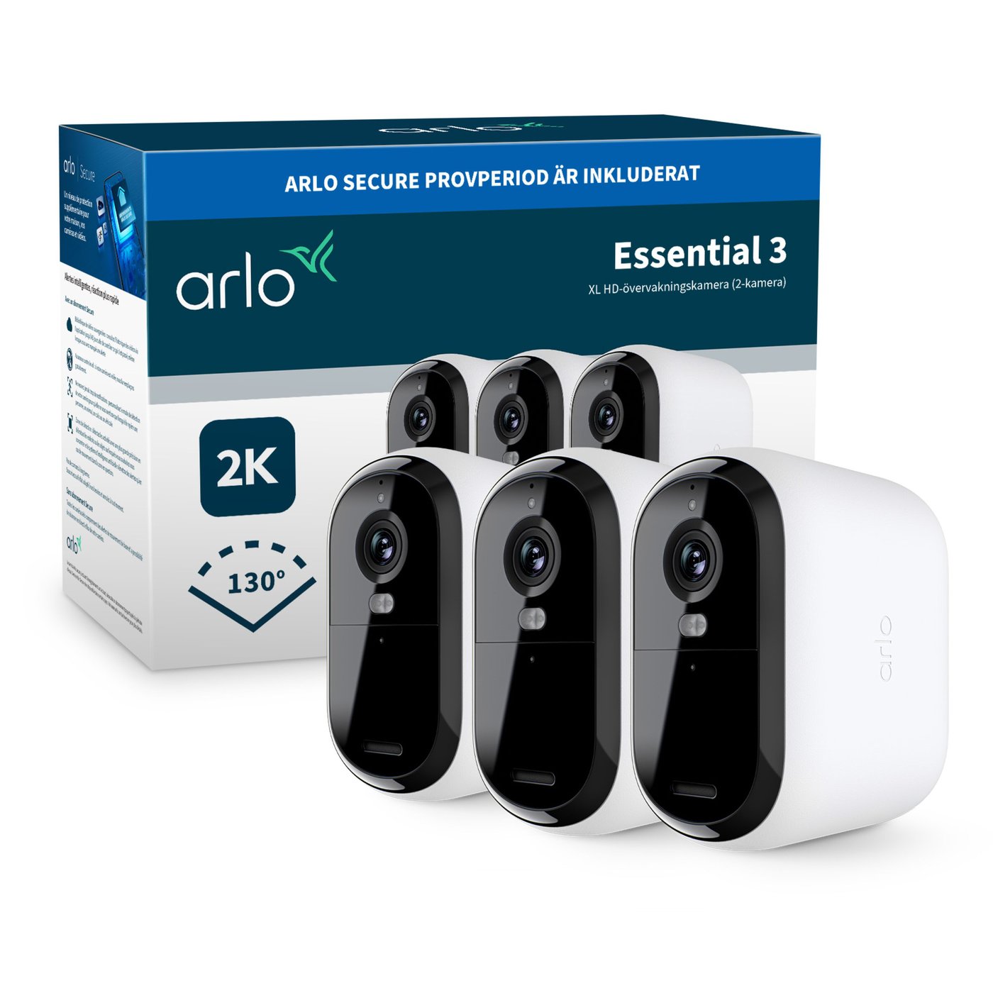 Arlo Essential 2K XL – Trådlös övervakningskamera utomhus 3-pack