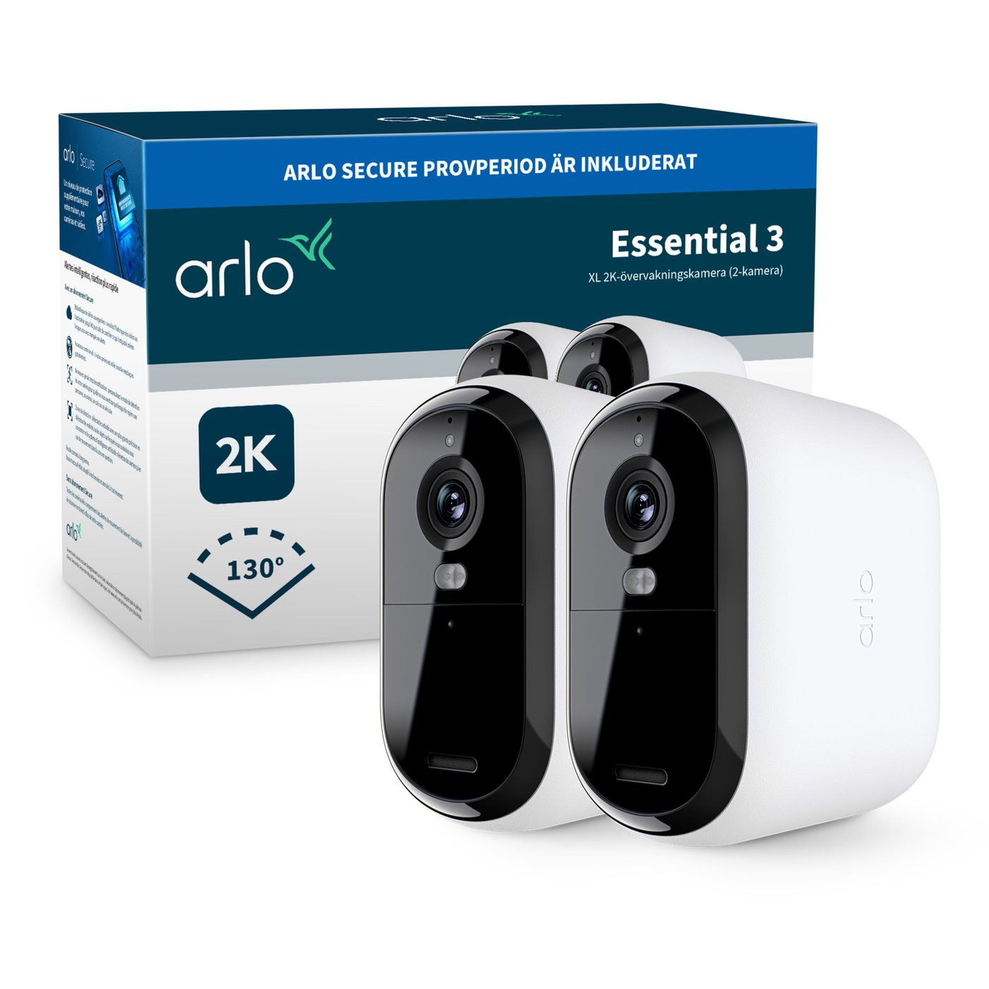 Arlo Essential 2K XL – Trådlös övervakningskamera utomhus 2-pack