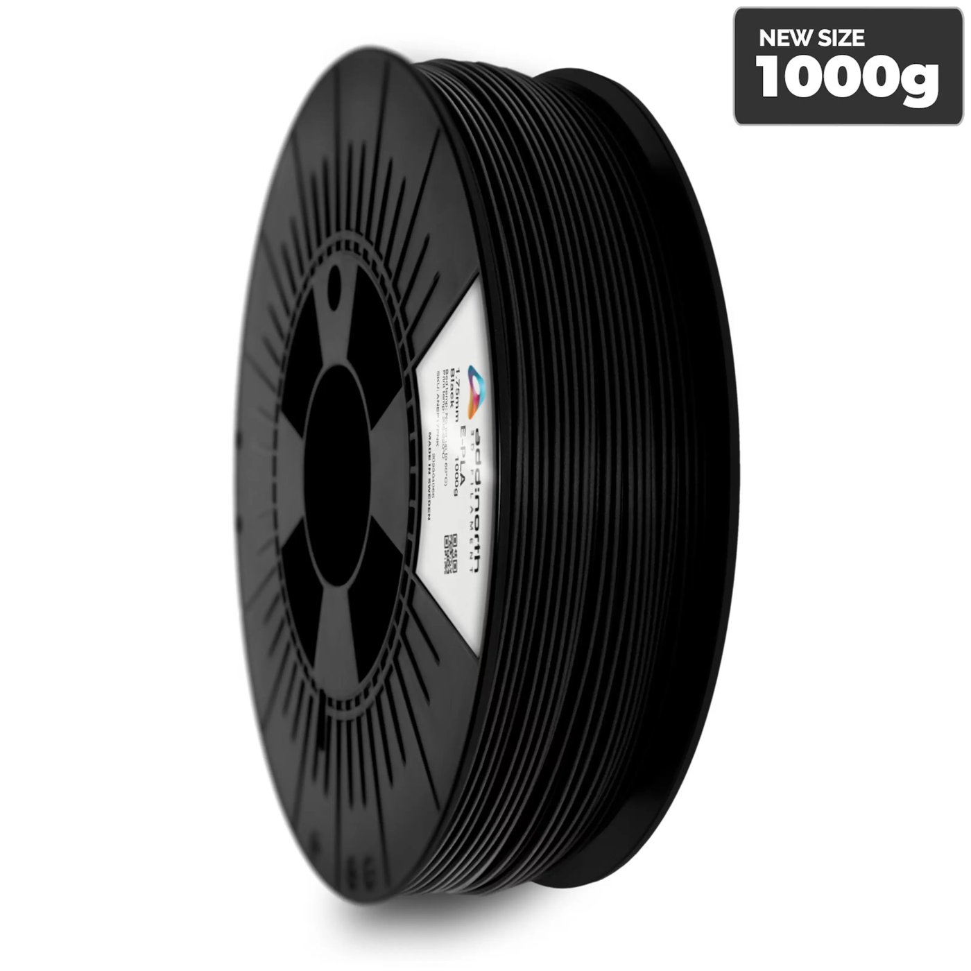 Addnorth E-PLA-filament 1,75 mm 1000 g-Svart