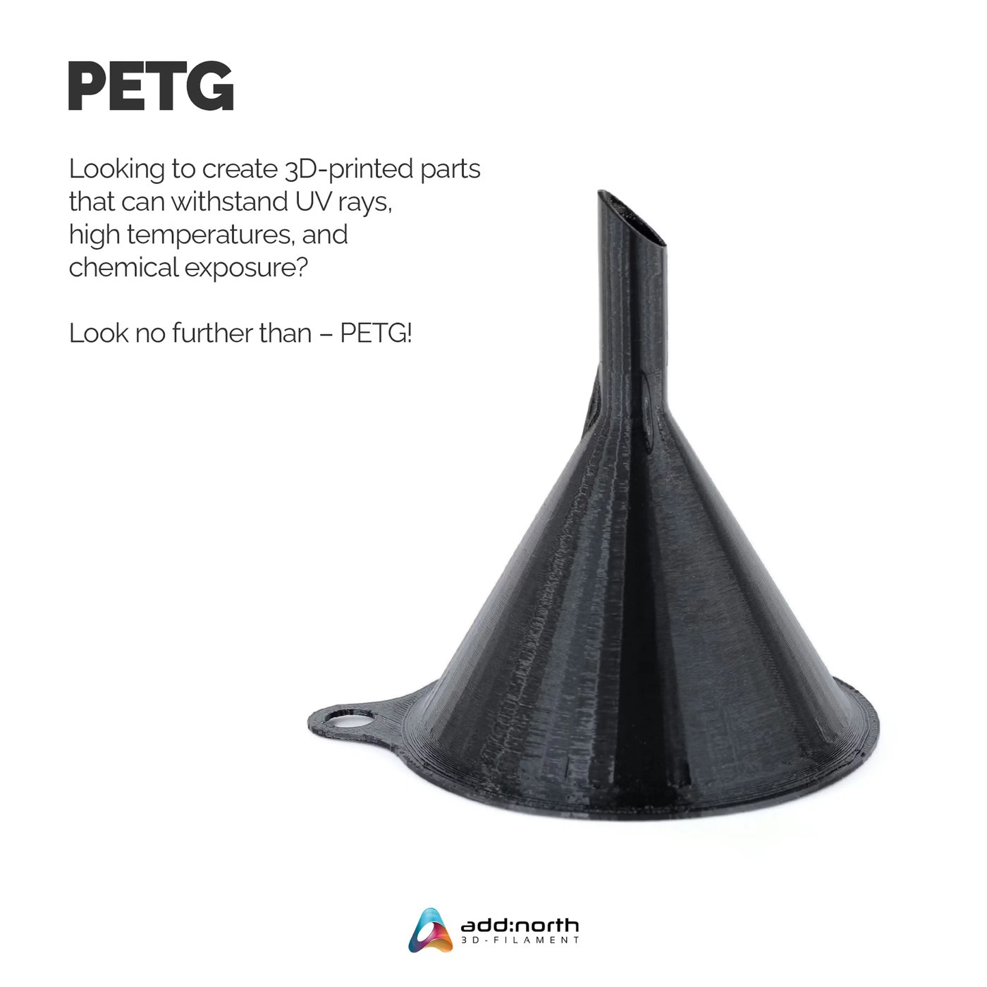 Addnorth PETG Economy-filament 1,75 mm 1000 g – svart