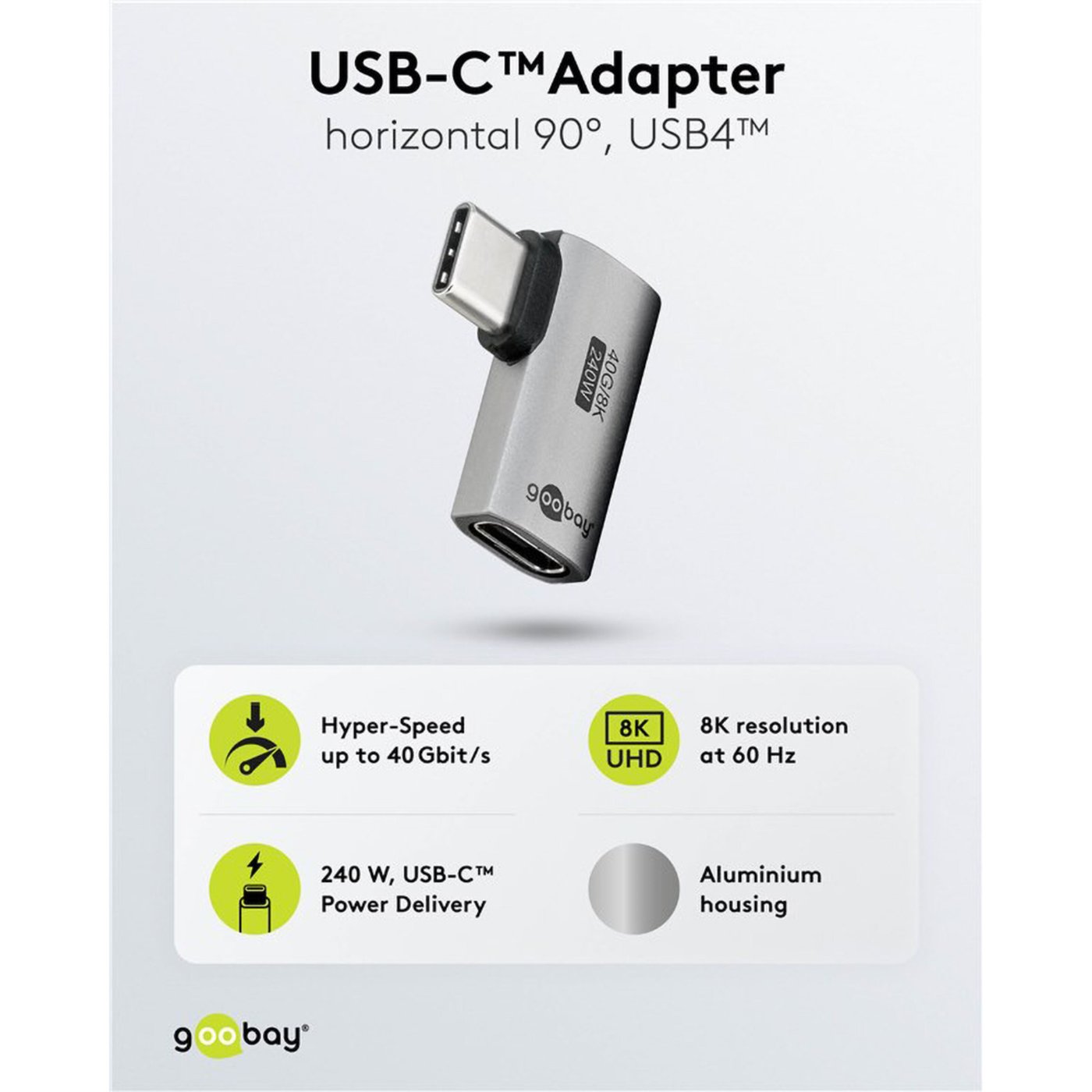 USB-C-adapter med 90° horisontell vinkel – USB4