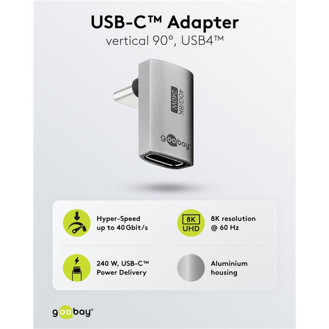USB-C-adapter 90° vinklad med USB4-stöd