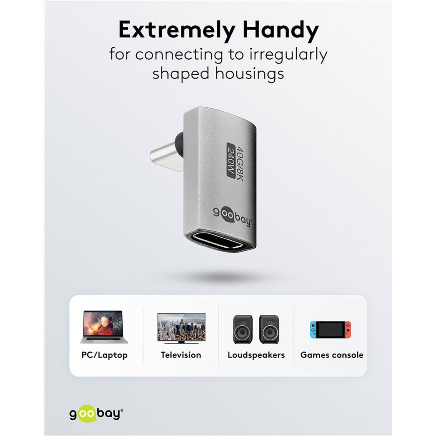 USB-C-adapter 90° vinklad med USB4-stöd