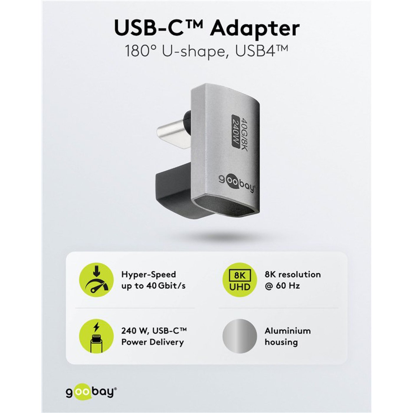 USB-C-adapter 180° U-formad med USB4-stöd